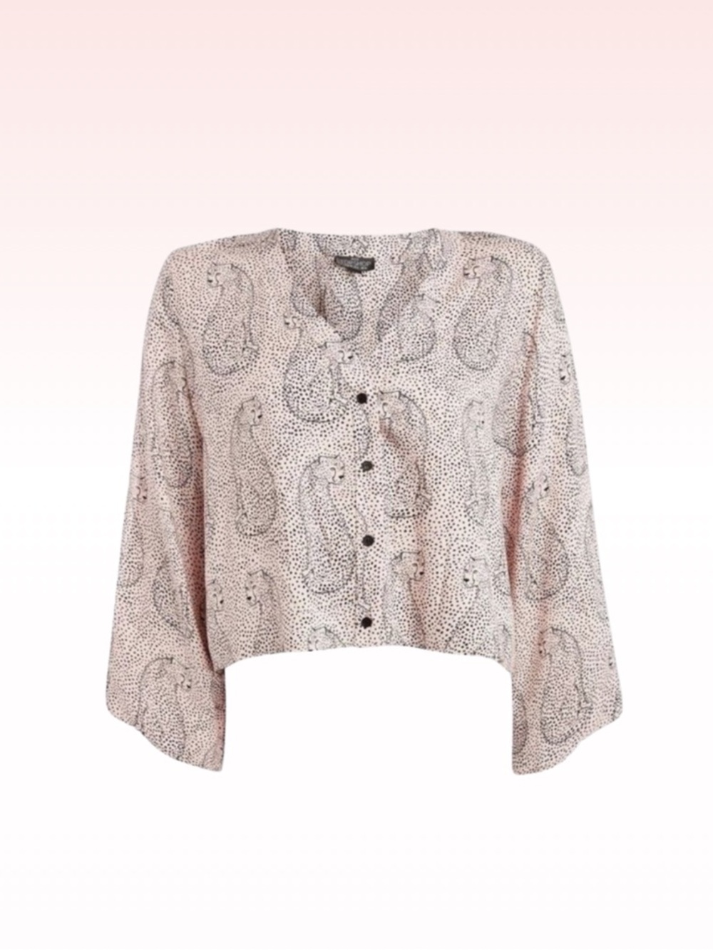 TOPSHOP Pink Leopard Print Button Down Crop Top (Sz 0)